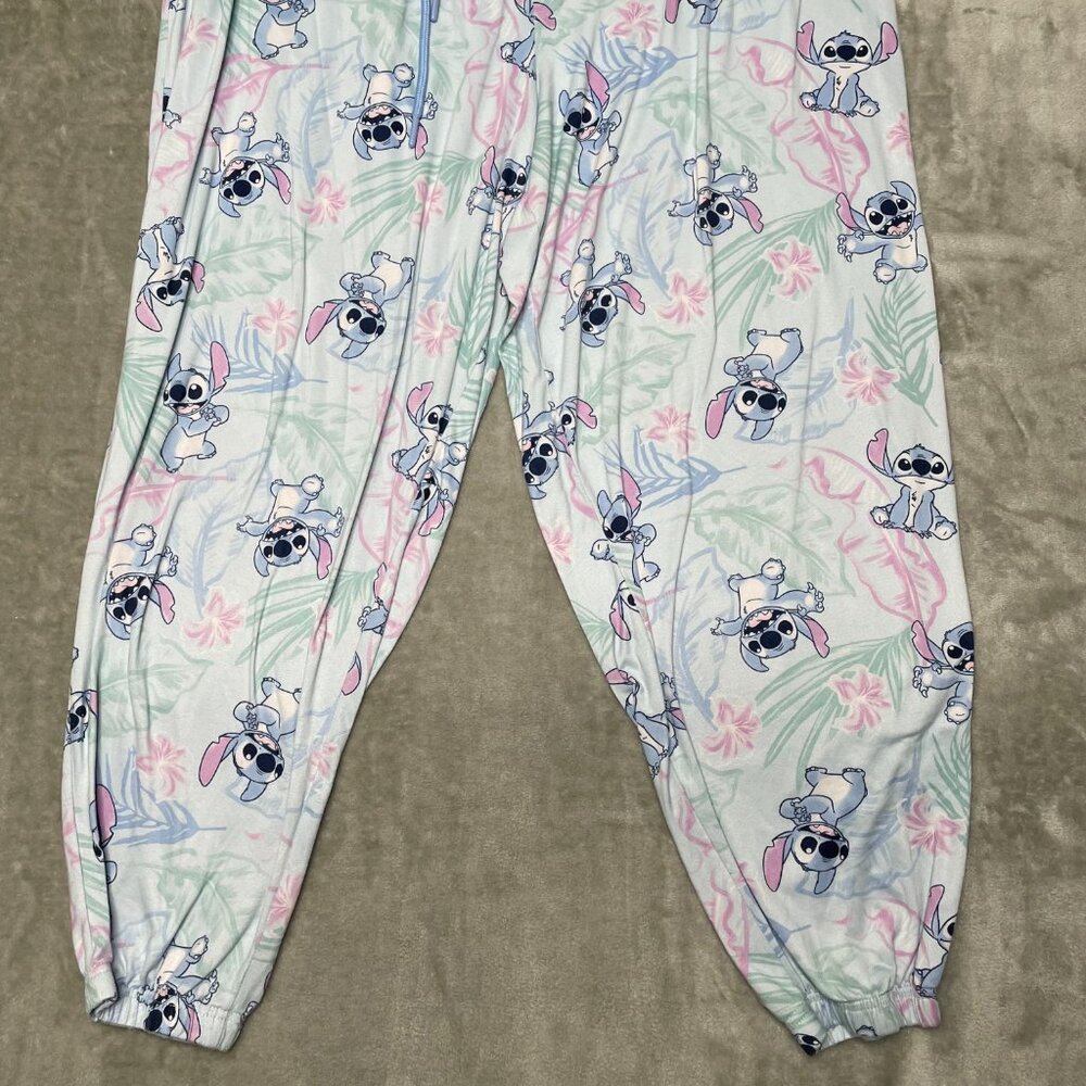 Disney Lilo & Stitch Blue Tropical Floral Jogger Pajama Pants Size 3X( 22W/24W) - Picture 4 of 9